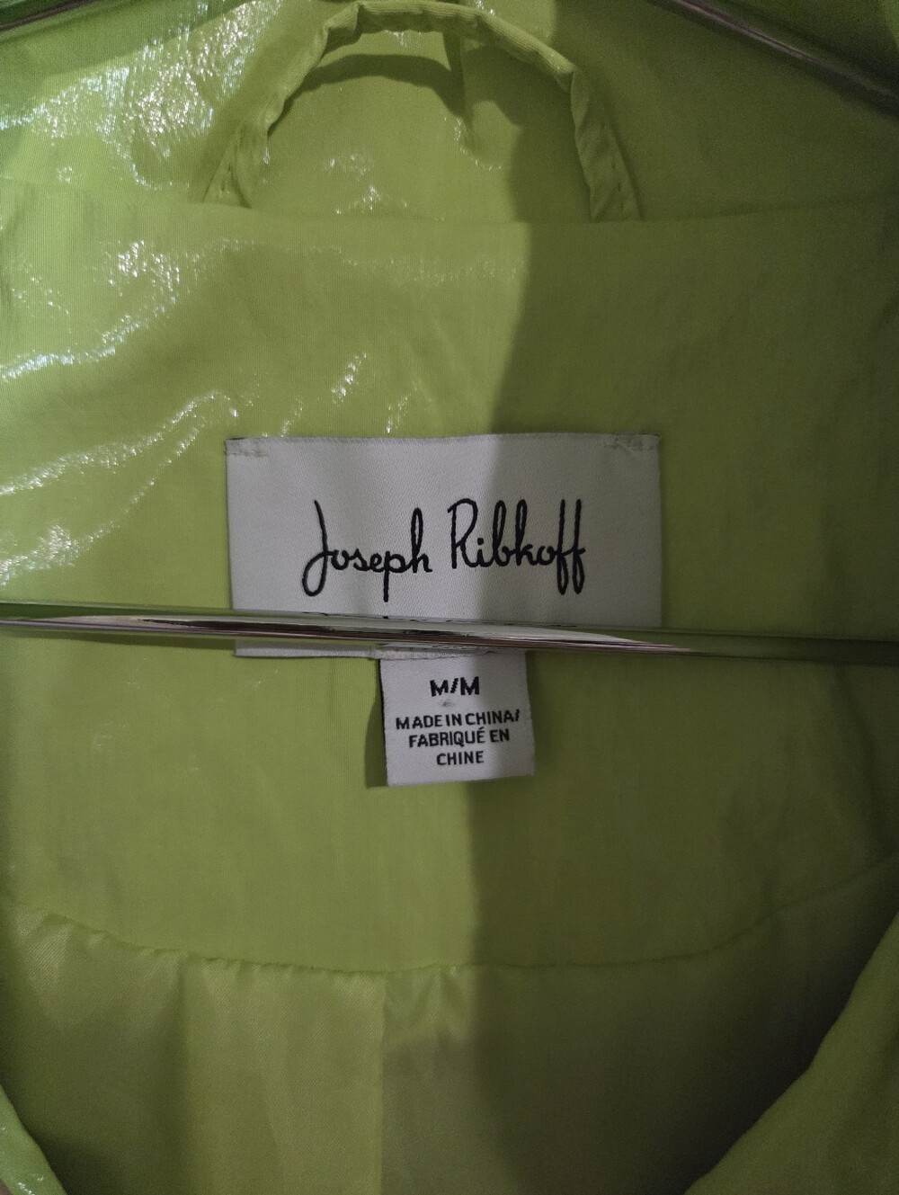 Joseph Ribkoff Lime Green Shiny Button-Front Jacket - Picture 3 of 5